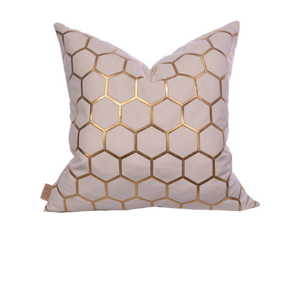 Luxury Velvet Throw Pillow Cover (Cream & Gold Cushion Cover)