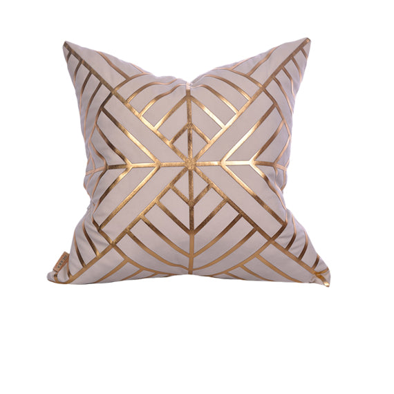 Luxury Velvet Throw Pillow Cover (Cream & Gold Cushion Cover)