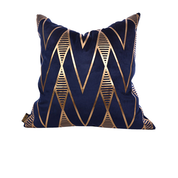 Luxury Velvet Throw Pillow Cover ( Blue & Gold Cushion Cover) - GLARA HOME