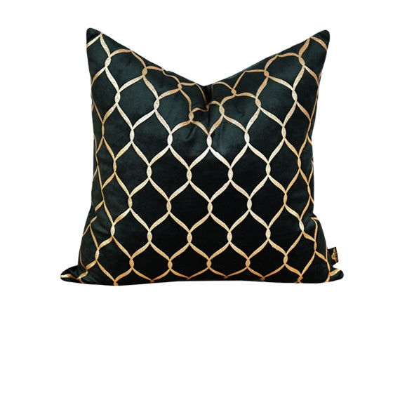 Luxury Velvet Throw Pillow Cover (Green & Gold Cushion Cover) - GLARA HOME