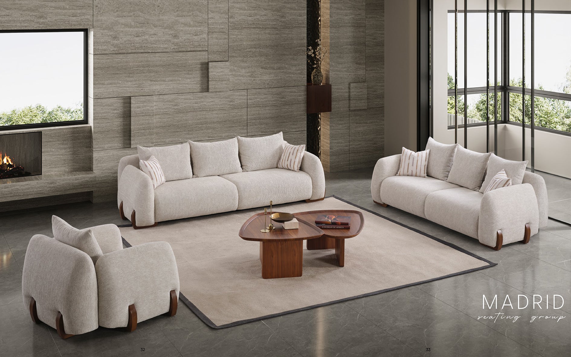 Madrid Luxury Sofa Collection | Modern Linen Upholstery with Solid Wood Legs