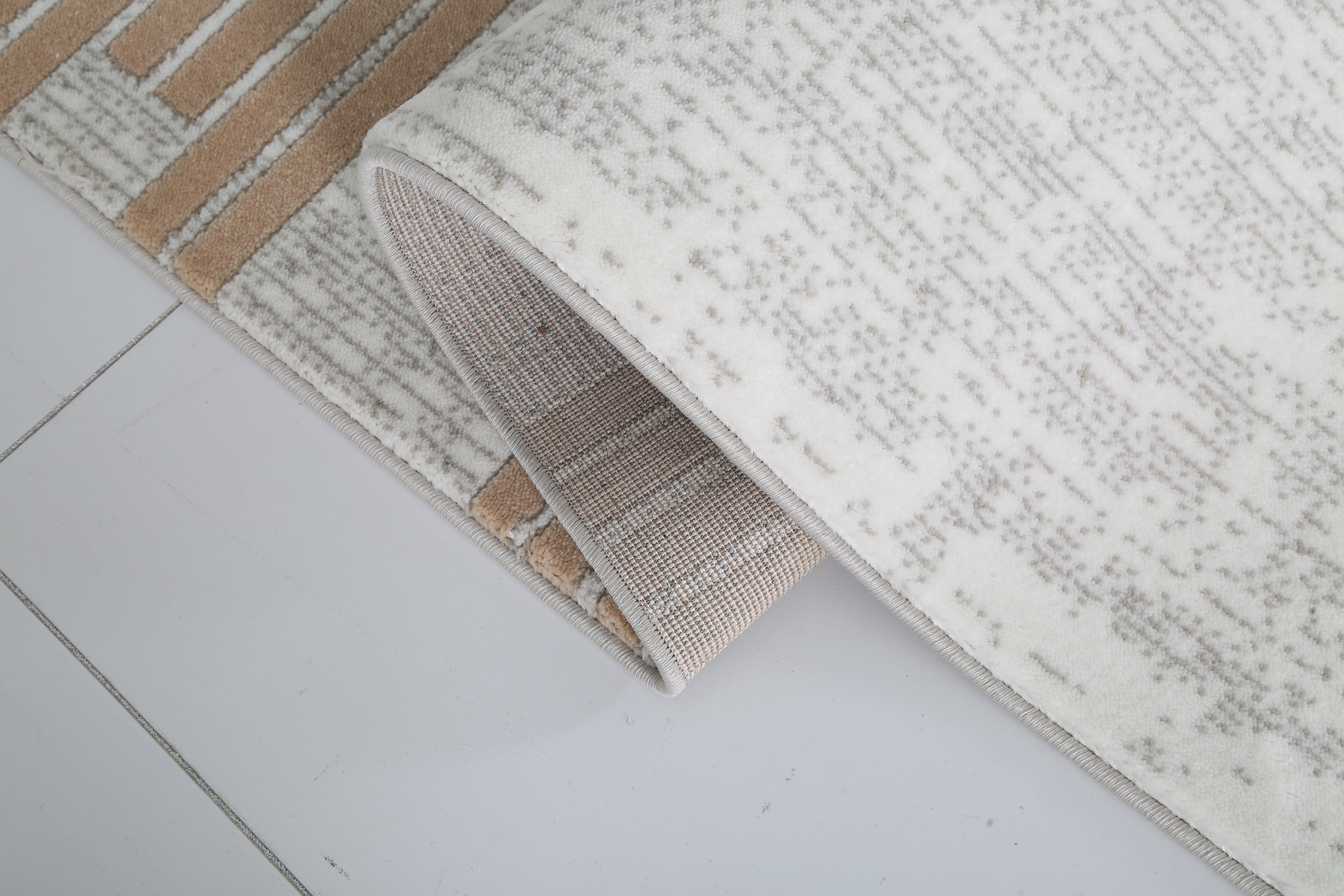 Diania Modern Area Rug – Neutral Abstract Design | Polypropylene & Polyester ( DY -01) - GLARA HOME