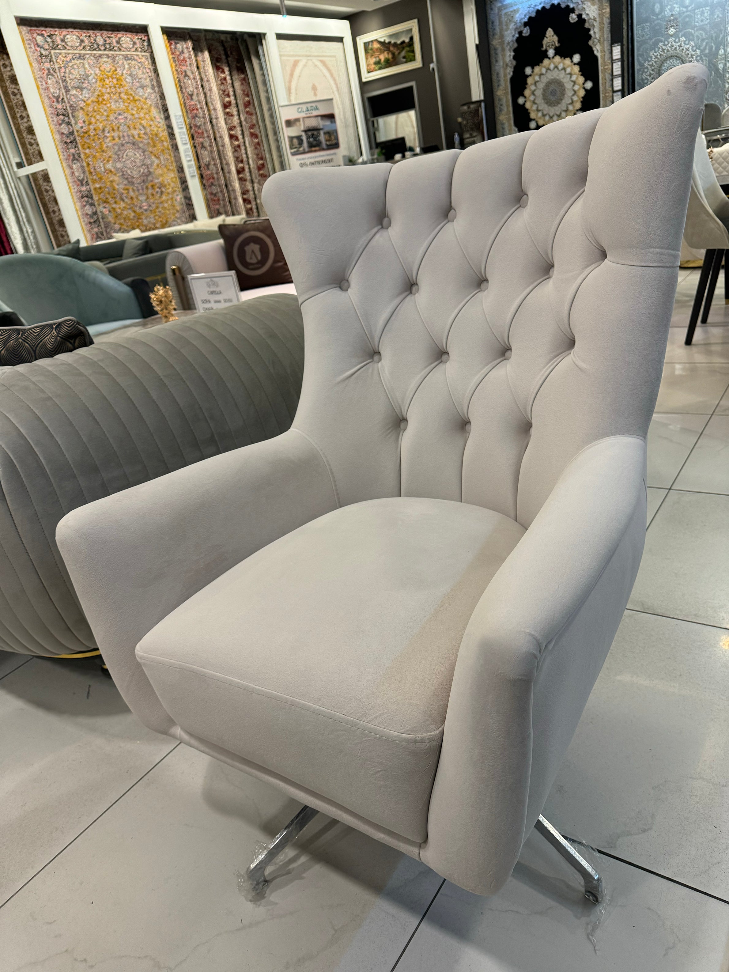 Bond Accent Chair ( Max04 Silver/ Grey - GLARA HOME