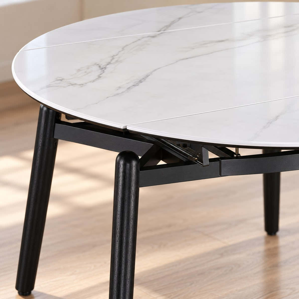 Vellaro White Round Dining Table – TT206 – surface and upholstery close-up