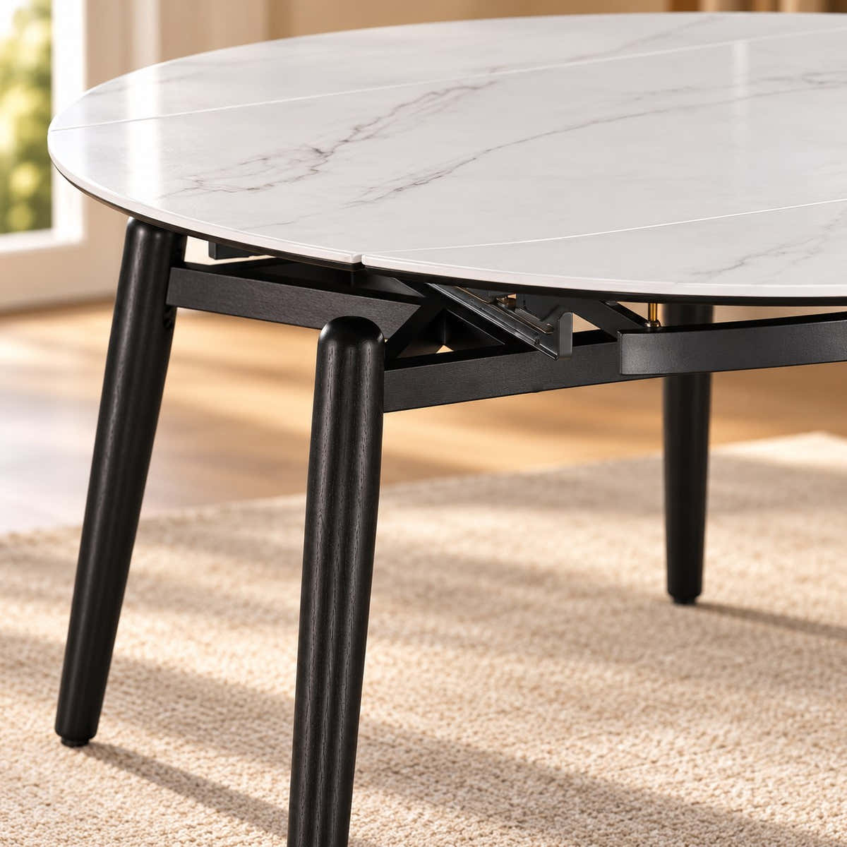 Vellaro White Round Dining Table – TT206 – leg and frame detail