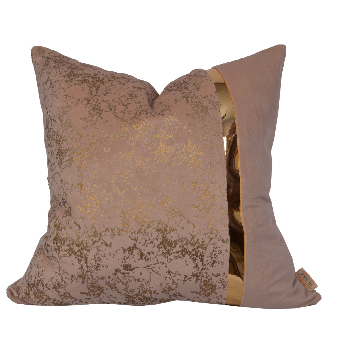 Luxury Velvet Throw Pillow Cover (Light Nescafe & Gold Cushion Cover) - GLARA HOME
