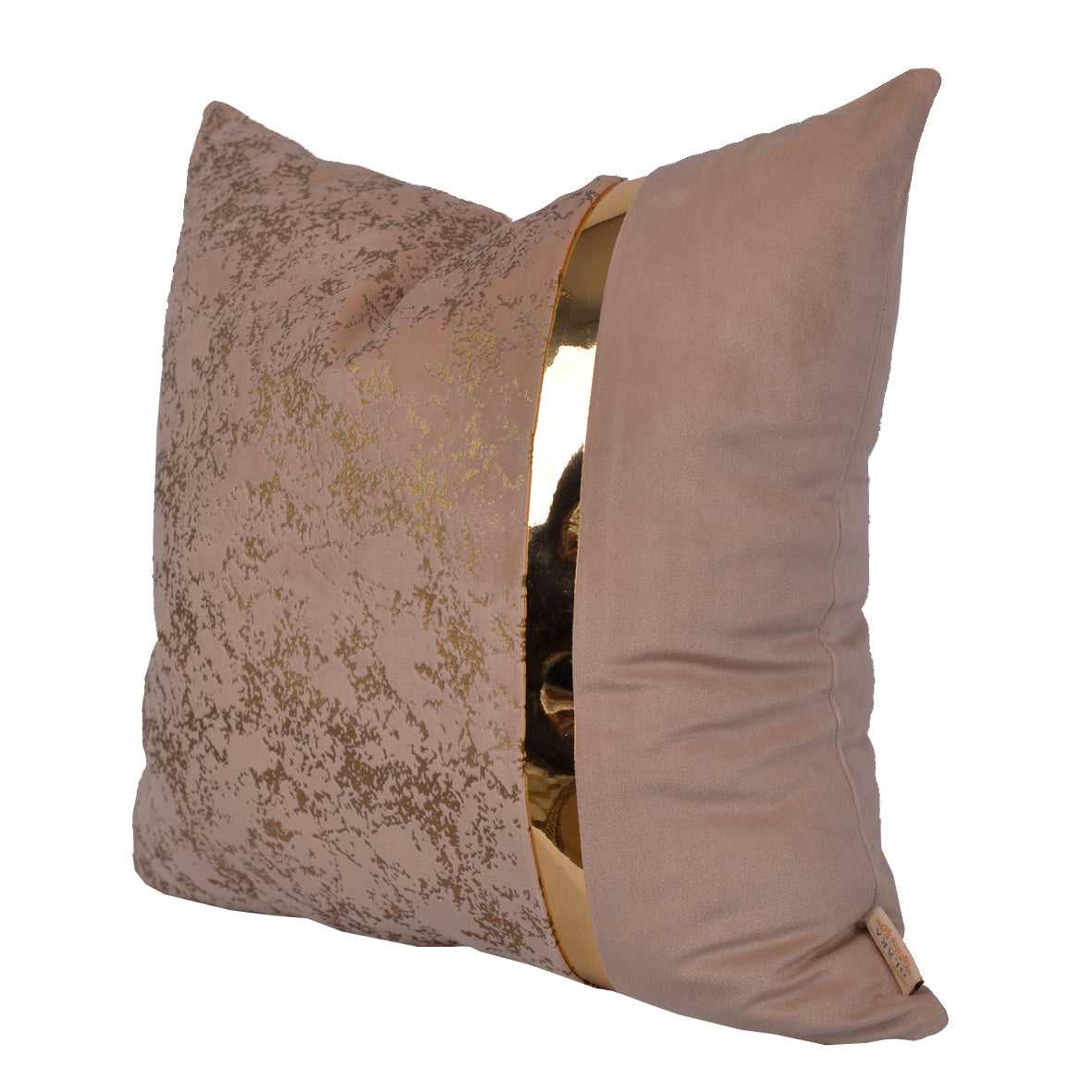 Luxury Velvet Throw Pillow Cover (Light Nescafe & Gold Cushion Cover) - GLARA HOME