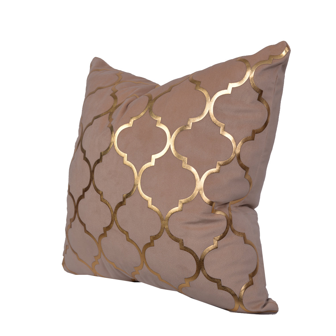 Luxury Velvet Throw Pillow Cover (Light Nescafe & Gold Cushion Cover) - GLARA HOME