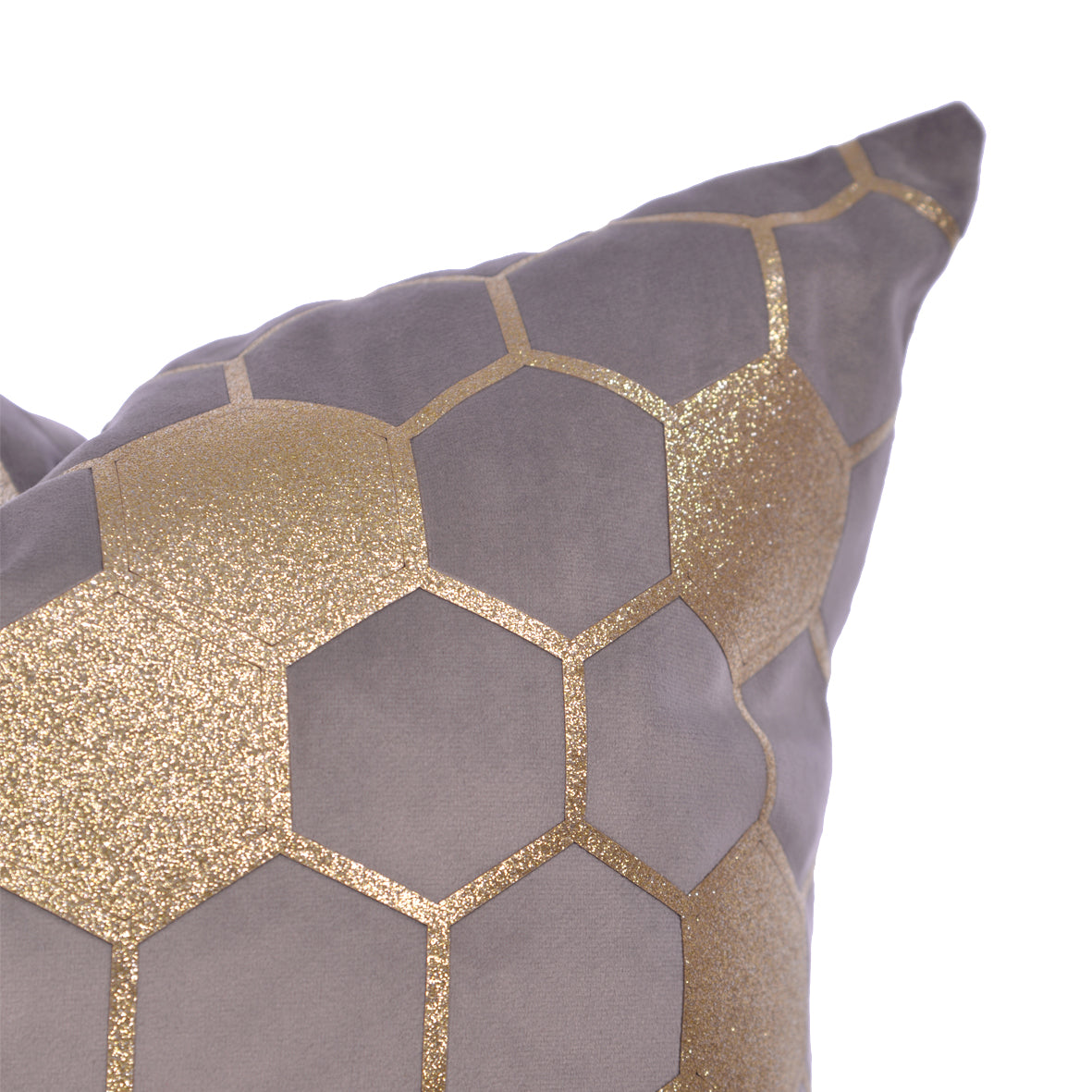 Luxury Velvet Throw Pillow Cover (Grey & Gold Cushion Cover) - GLARA HOME