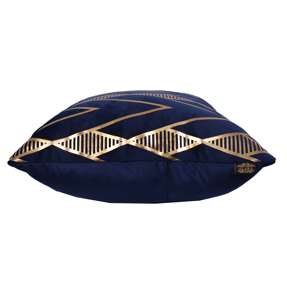 Luxury Velvet Throw Pillow Cover ( Blue & Gold Cushion Cover) - GLARA HOME