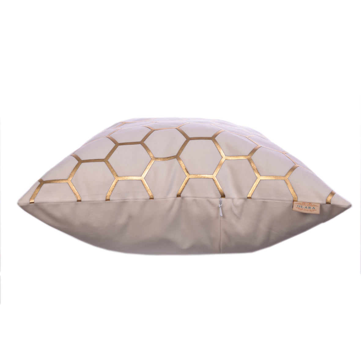 Luxury Velvet Throw Pillow Cover (Cream & Gold Cushion Cover) - GLARA HOME