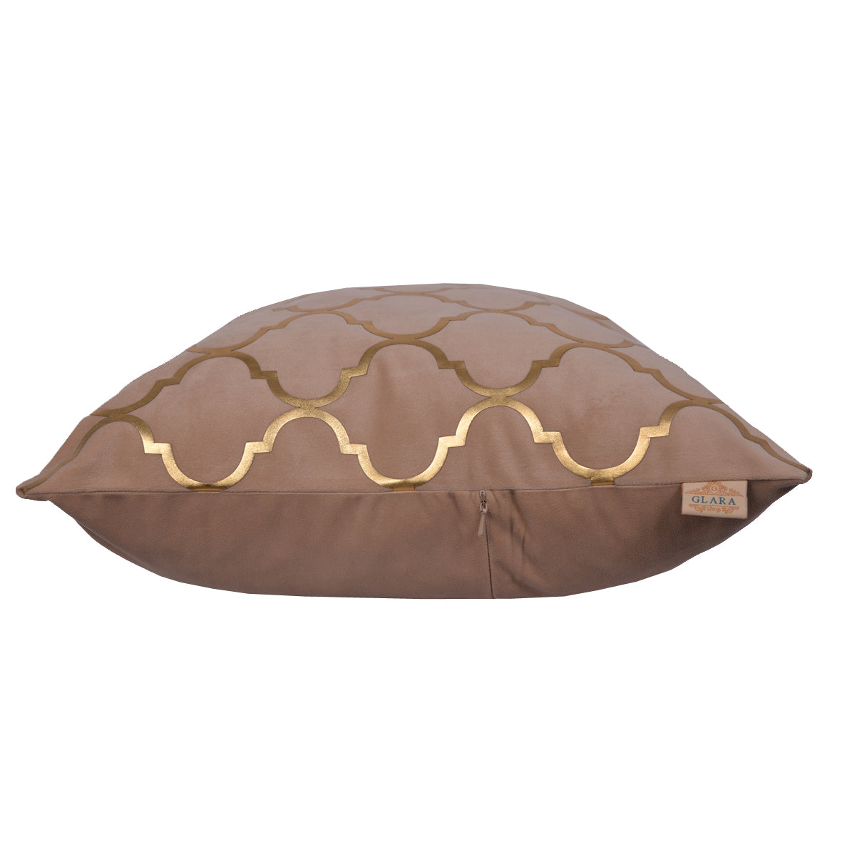 Luxury Velvet Throw Pillow Cover (Light Nescafe & Gold Cushion Cover) - GLARA HOME