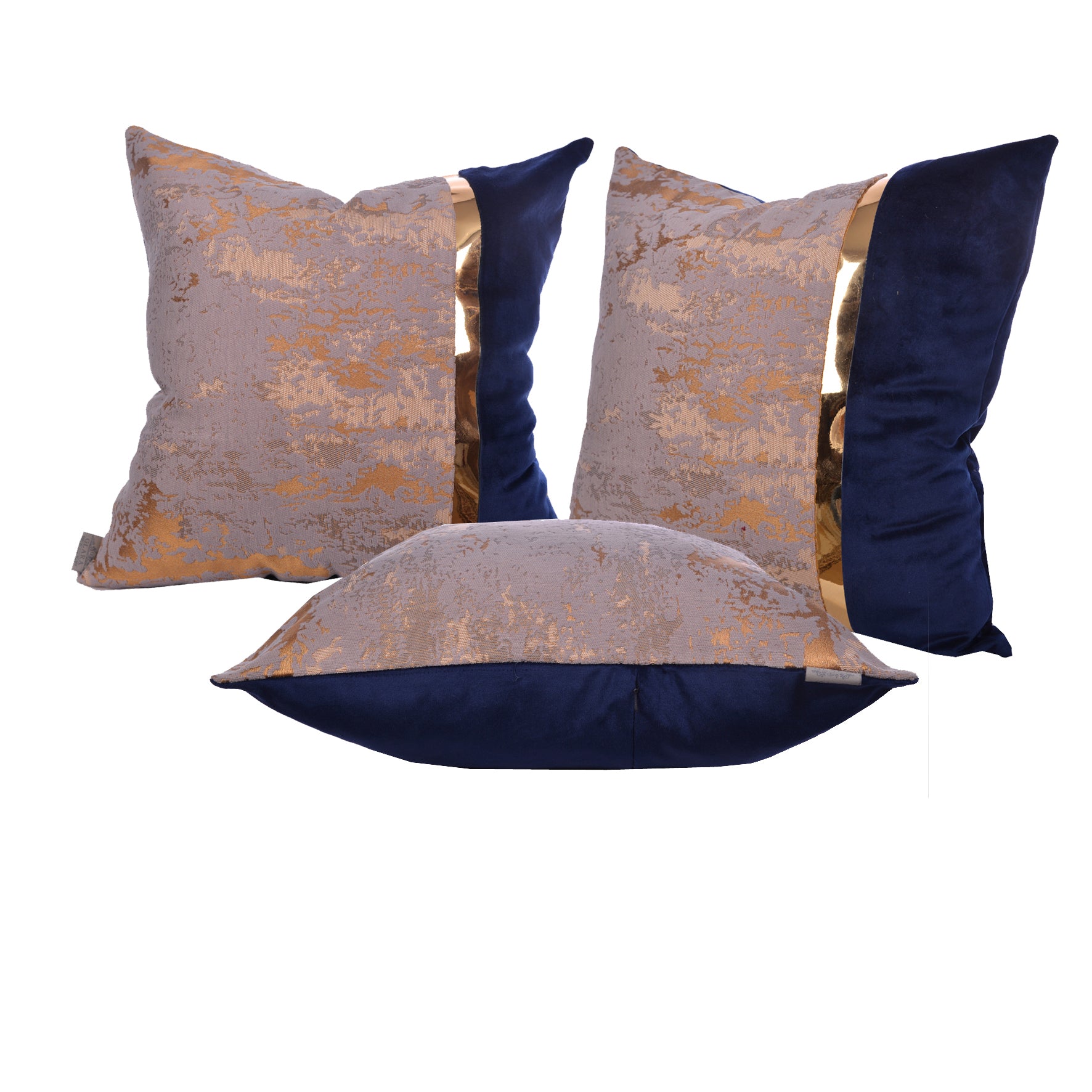 Luxury Velvet Throw Pillow Cover Blue & Gold Cushion Cover) - GLARA HOME