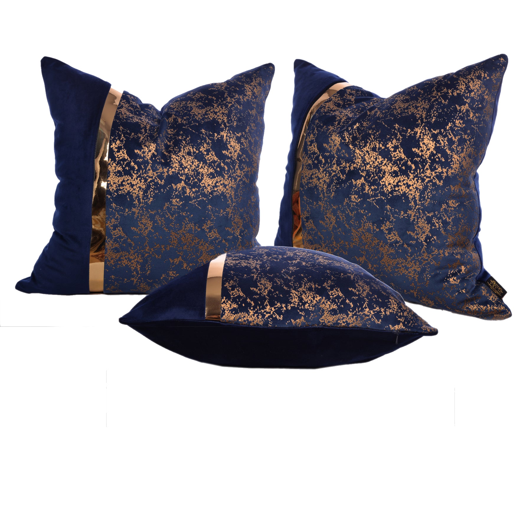 Luxury Velvet Throw Pillow Cover ( Blue & Gold Cushion Cover) - GLARA HOME