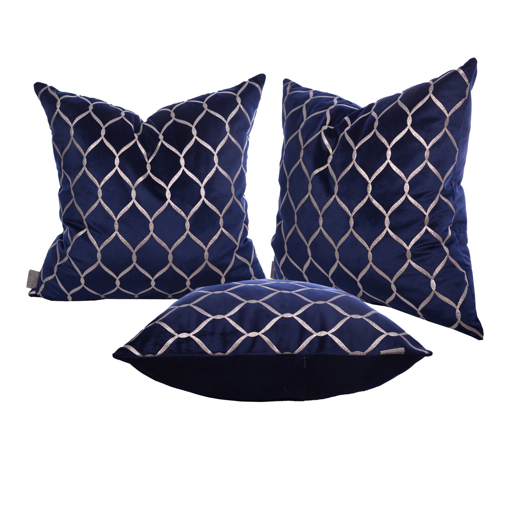 Luxury Velvet Throw Pillow Cover (Blue & Silver Cushion Cover) - GLARA HOME
