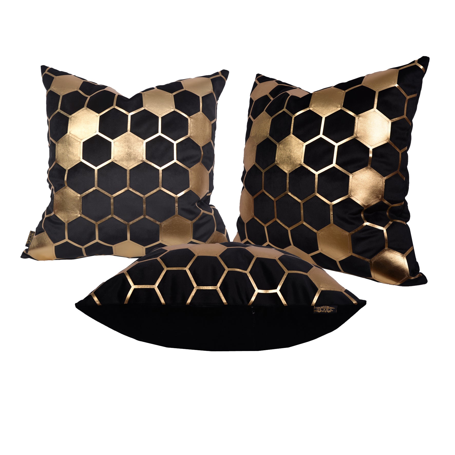 Luxury Velvet Throw Pillow Cover ( Block & Gold Cushion Cover) - GLARA HOME