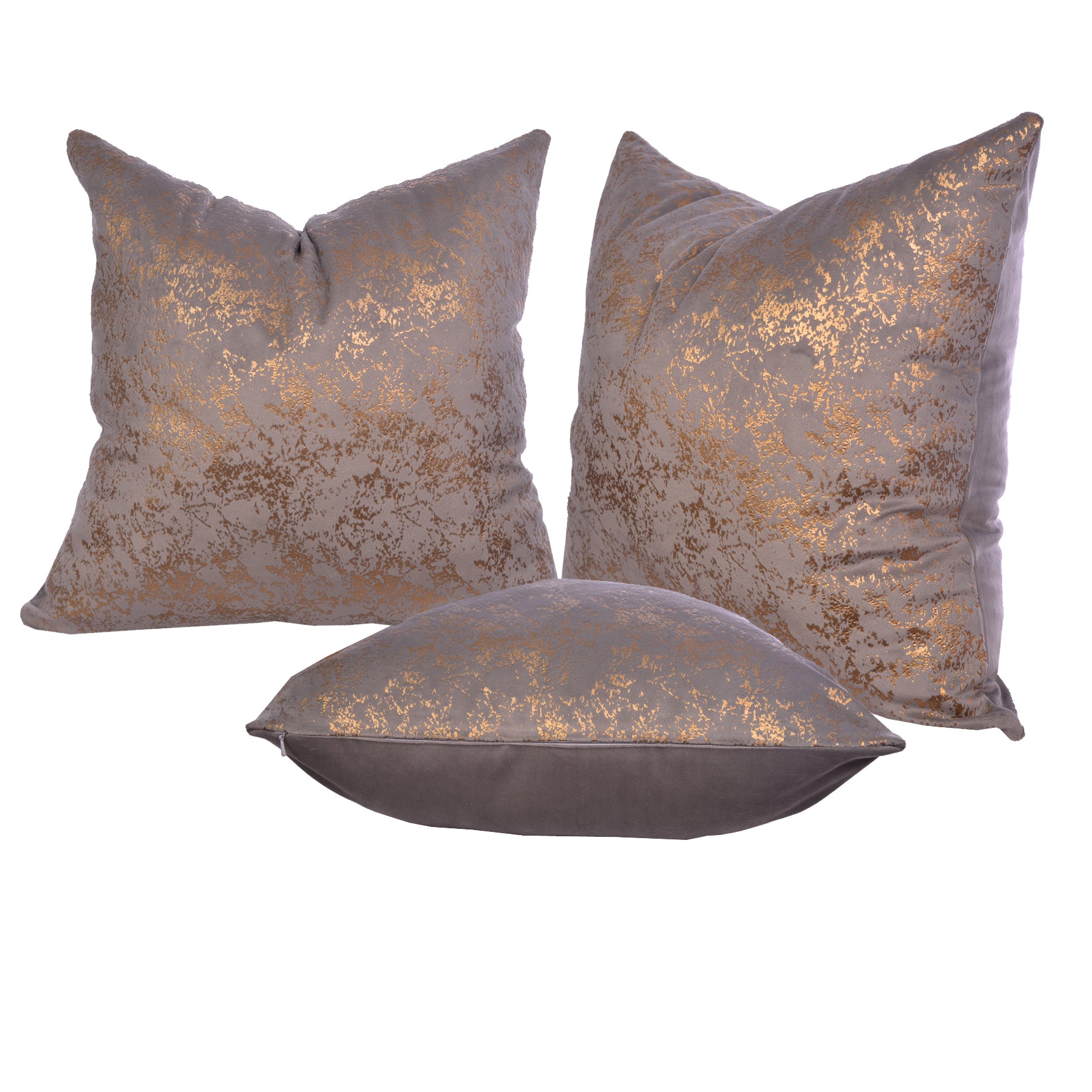 Luxury Velvet Throw Pillow Cover (Grey & Gold Cushion Cover) - GLARA HOME