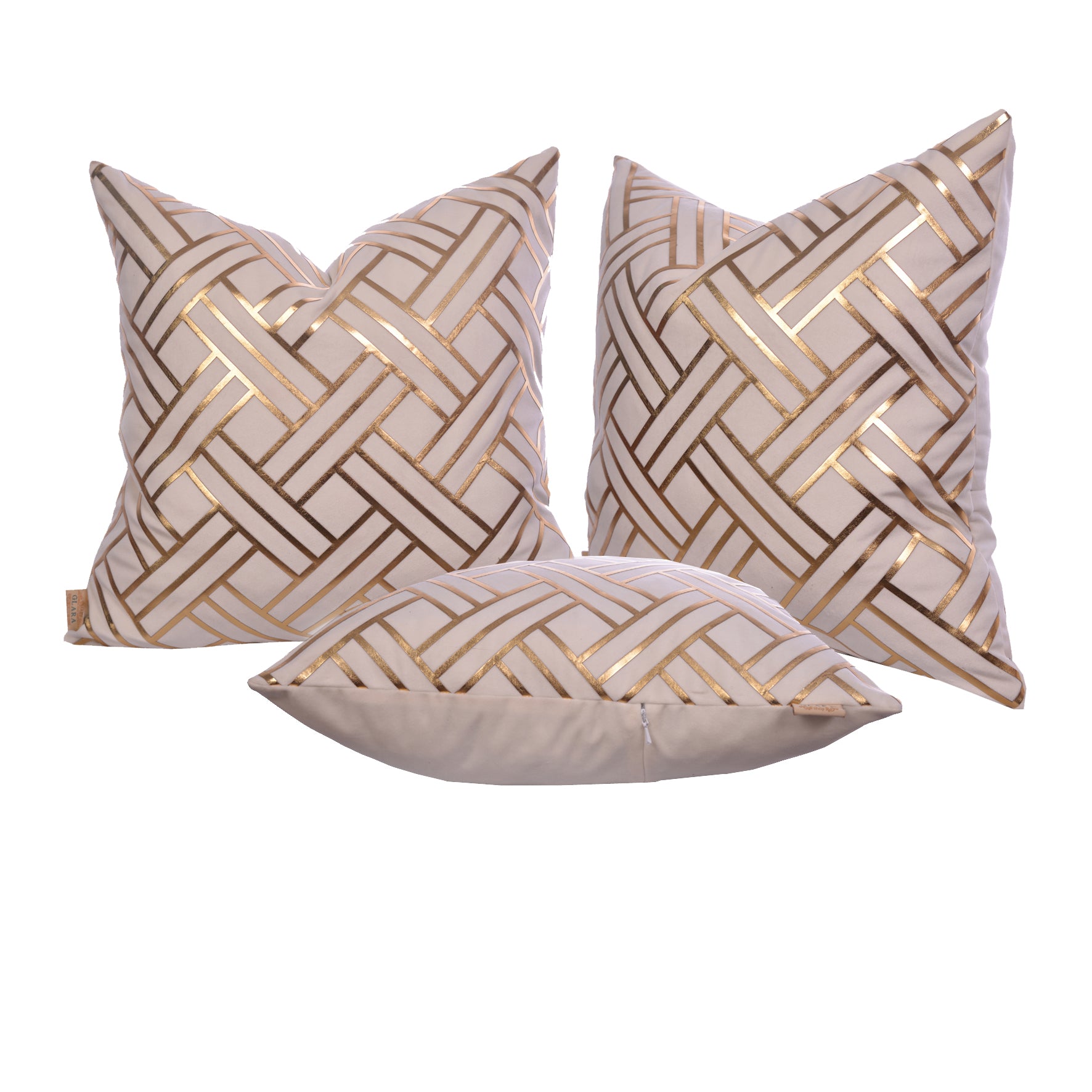 Luxury Velvet Throw Pillow Cover (Cream & Gold Cushion Cover) - GLARA HOME