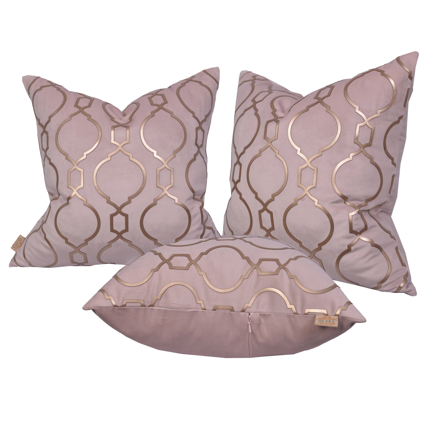 Luxury Velvet Throw Pillow Cover (Cream & Gold Cushion Cover) - GLARA HOME