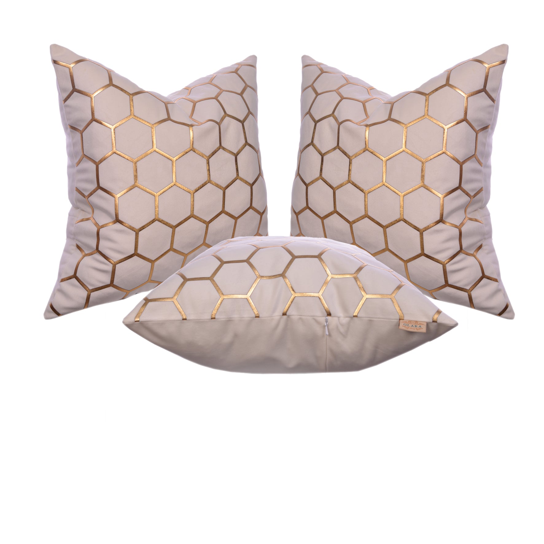 Luxury Velvet Throw Pillow Cover (Cream & Gold Cushion Cover) - GLARA HOME