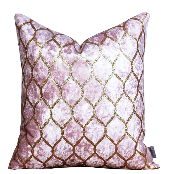 Luxury Velvet Throw Pillow Cover (Blush Pink & Gold Cushion Cover) - GLARA HOME
