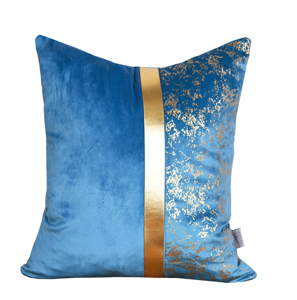 Luxury Velvet Throw Pillow Cover ( Blue & Gold Cushion Cover) - GLARA HOME