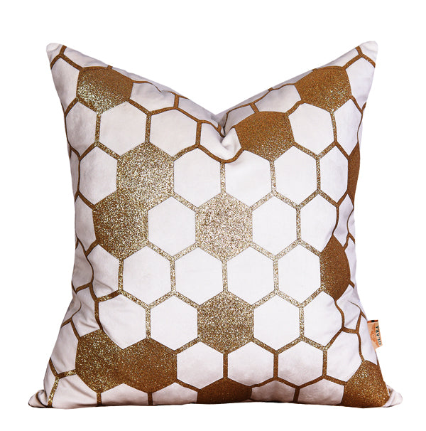 Luxury Velvet Throw Pillow Cover (White & Gold Cushion Cover) - GLARA HOME