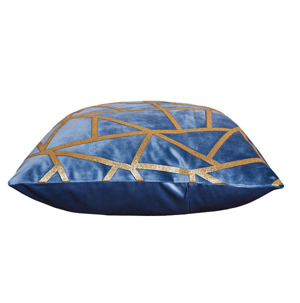 Luxury Velvet Throw Pillow Cover (Blue & Gold Cushion Cover) - GLARA HOME