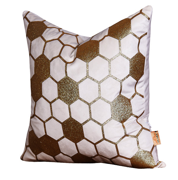 Luxury Velvet Throw Pillow Cover (White & Gold Cushion Cover) - GLARA HOME