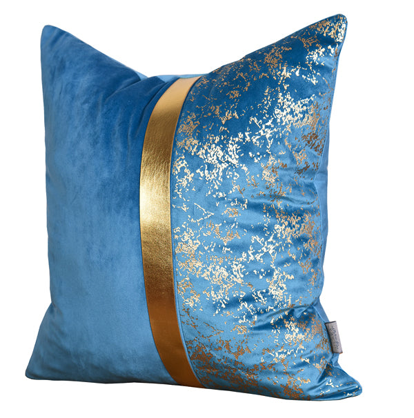 Luxury Velvet Throw Pillow Cover ( Blue & Gold Cushion Cover) - GLARA HOME