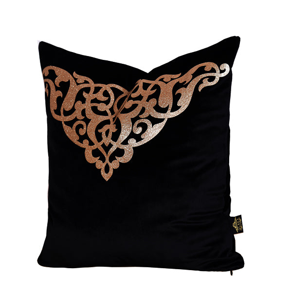 Luxury Velvet Throw Pillow Cover With Gold Accent ( Black & Gold Cushion Cover) - GLARA HOME