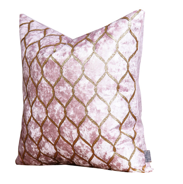Luxury Velvet Throw Pillow Cover (Blush Pink & Gold Cushion Cover) - GLARA HOME