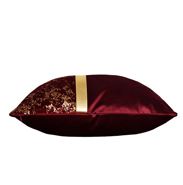Luxury Velvet Throw Pillow Cover With Gold Accent ( Red & Gold Cushion Cover) - GLARA HOME