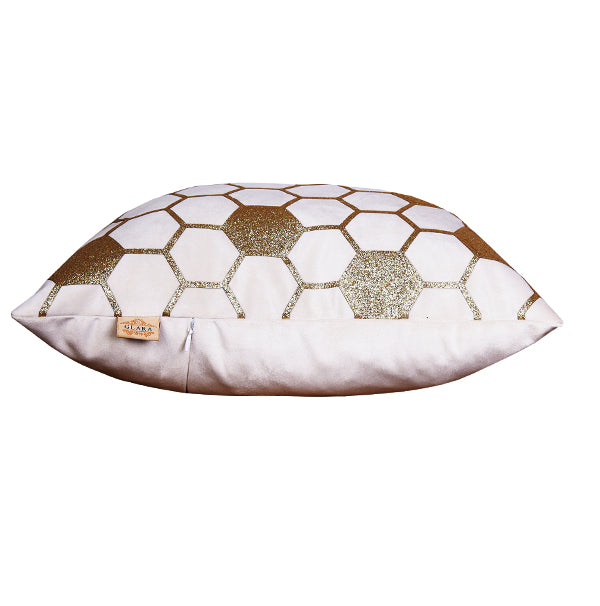 Luxury Velvet Throw Pillow Cover (White & Gold Cushion Cover) - GLARA HOME