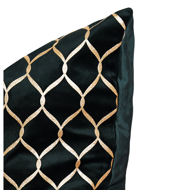 Luxury Velvet Throw Pillow Cover (Green & Gold Cushion Cover) - GLARA HOME