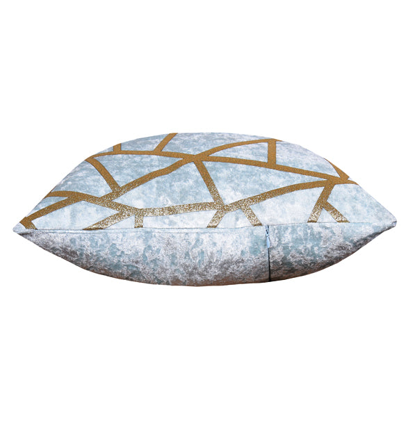 Luxury Cloud Velvet Throw Pillow Cover (Light Blue & Gold Cushion Cover) - GLARA HOME