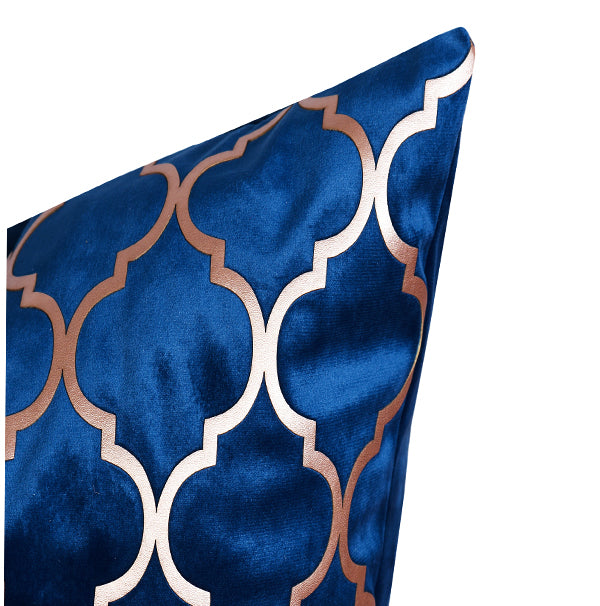 Luxury Velvet Throw Pillow Cover With Gold Accent ( Blue Cushion Cover) - GLARA HOME