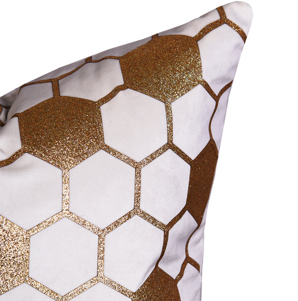 Luxury Velvet Throw Pillow Cover (White & Gold Cushion Cover) - GLARA HOME