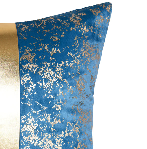 Luxury Velvet Throw Pillow Cover ( Blue & Gold Cushion Cover) - GLARA HOME