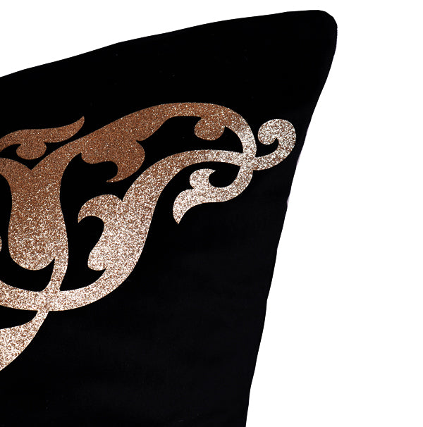 Luxury Velvet Throw Pillow Cover With Gold Accent ( Black & Gold Cushion Cover) - GLARA HOME