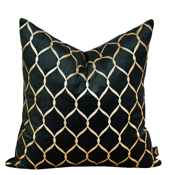 Luxury Velvet Throw Pillow Cover (Green & Gold Cushion Cover) - GLARA HOME