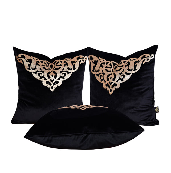 Luxury Velvet Throw Pillow Cover With Gold Accent ( Black & Gold Cushion Cover) - GLARA HOME