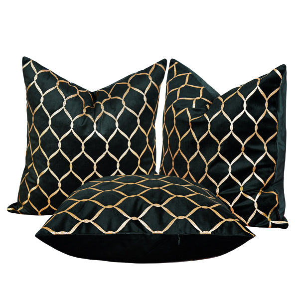 Luxury Velvet Throw Pillow Cover (Green & Gold Cushion Cover) - GLARA HOME