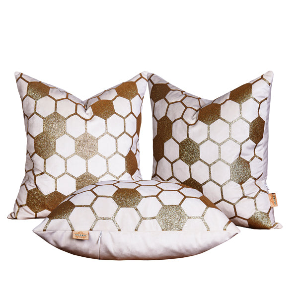 Luxury Velvet Throw Pillow Cover (White & Gold Cushion Cover) - GLARA HOME