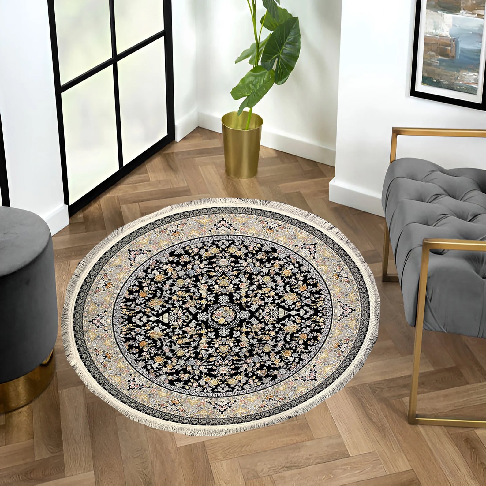 Diwan 1200 Reed Round Rug - GLARA HOME