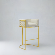 216D Bar Stool (Gold Cream) - GLARA HOME