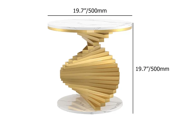 EAWX027 Marble Twisted Gold Leg Side Table - GLARA HOME