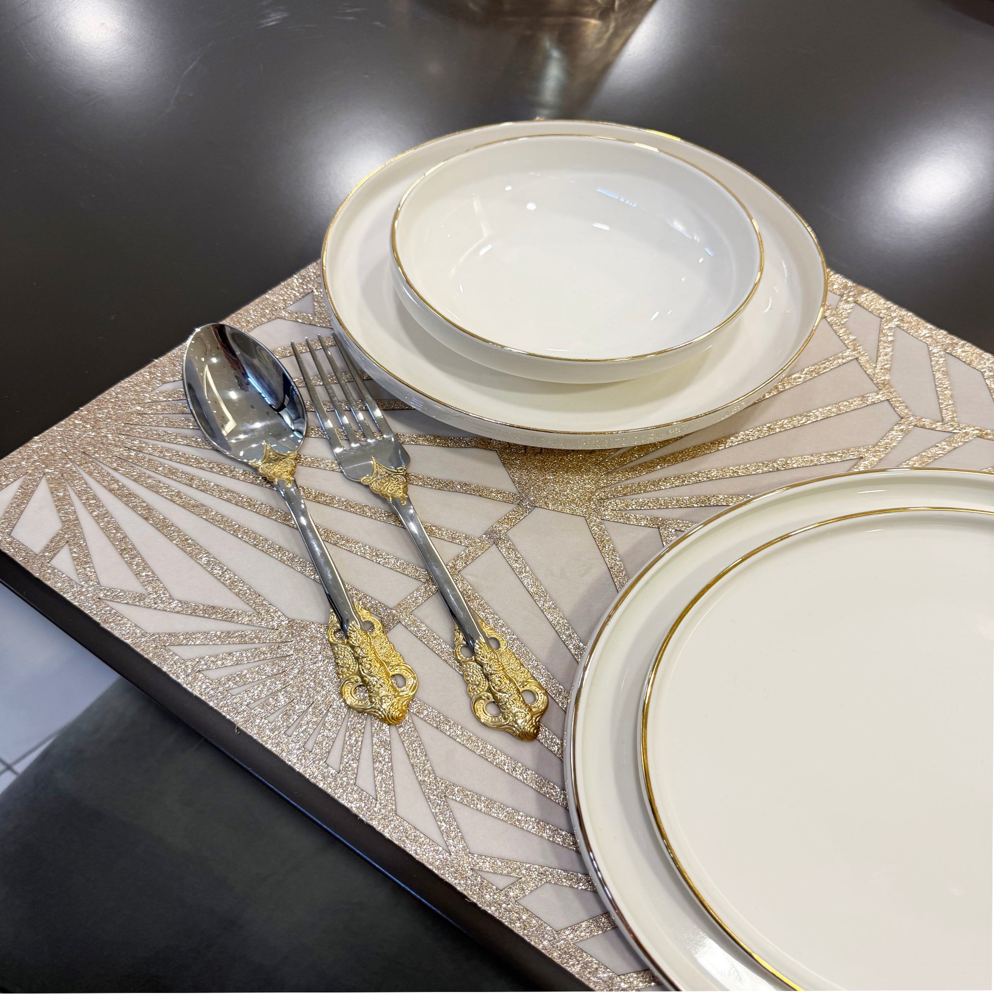 26-Pieces New Bone China Dinner Set with Gold Rim (SD-263) - GLARA HOME