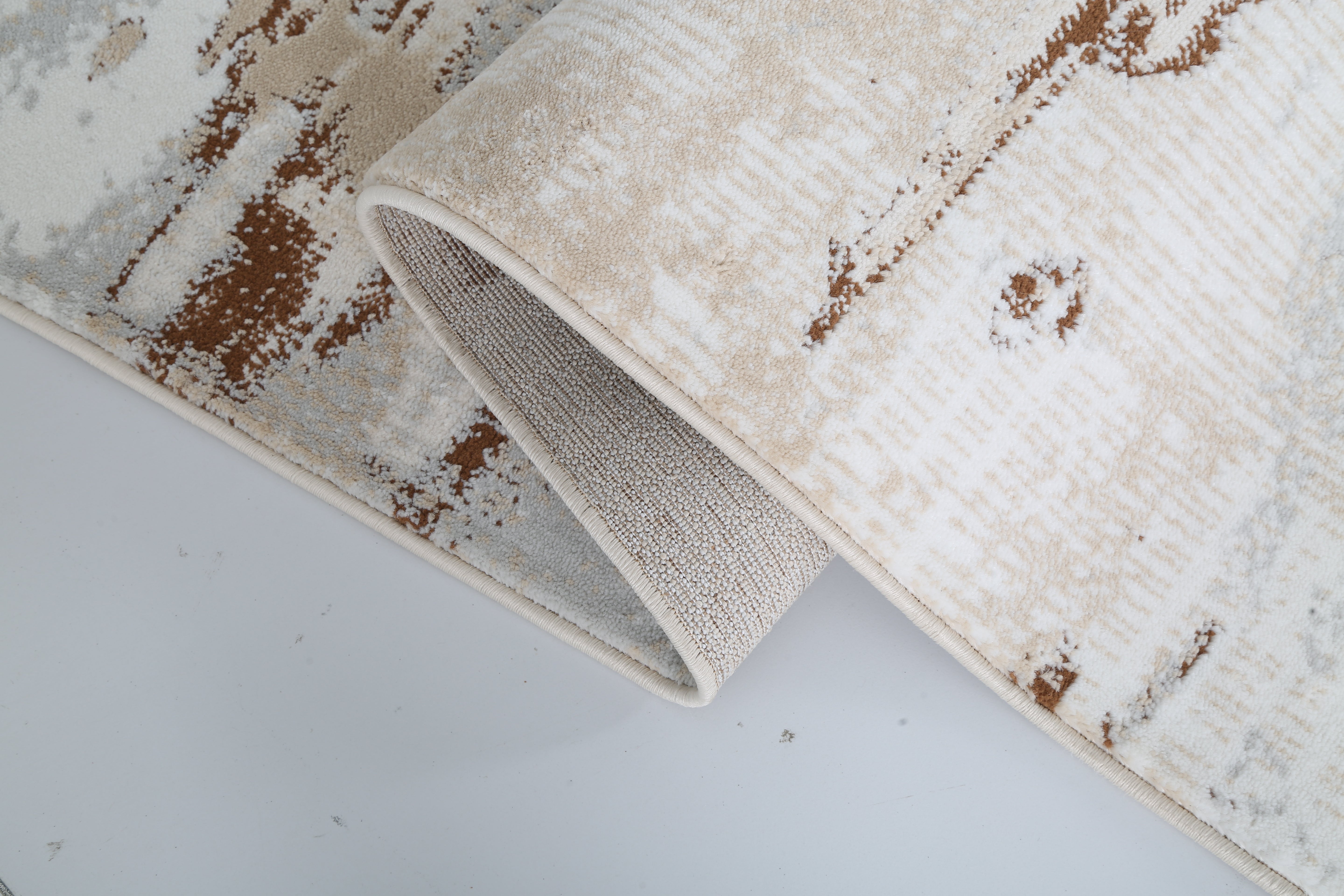 Glara Sandstone Abstract Rug – Warm Beige & Earth Tones (12mm Plush)