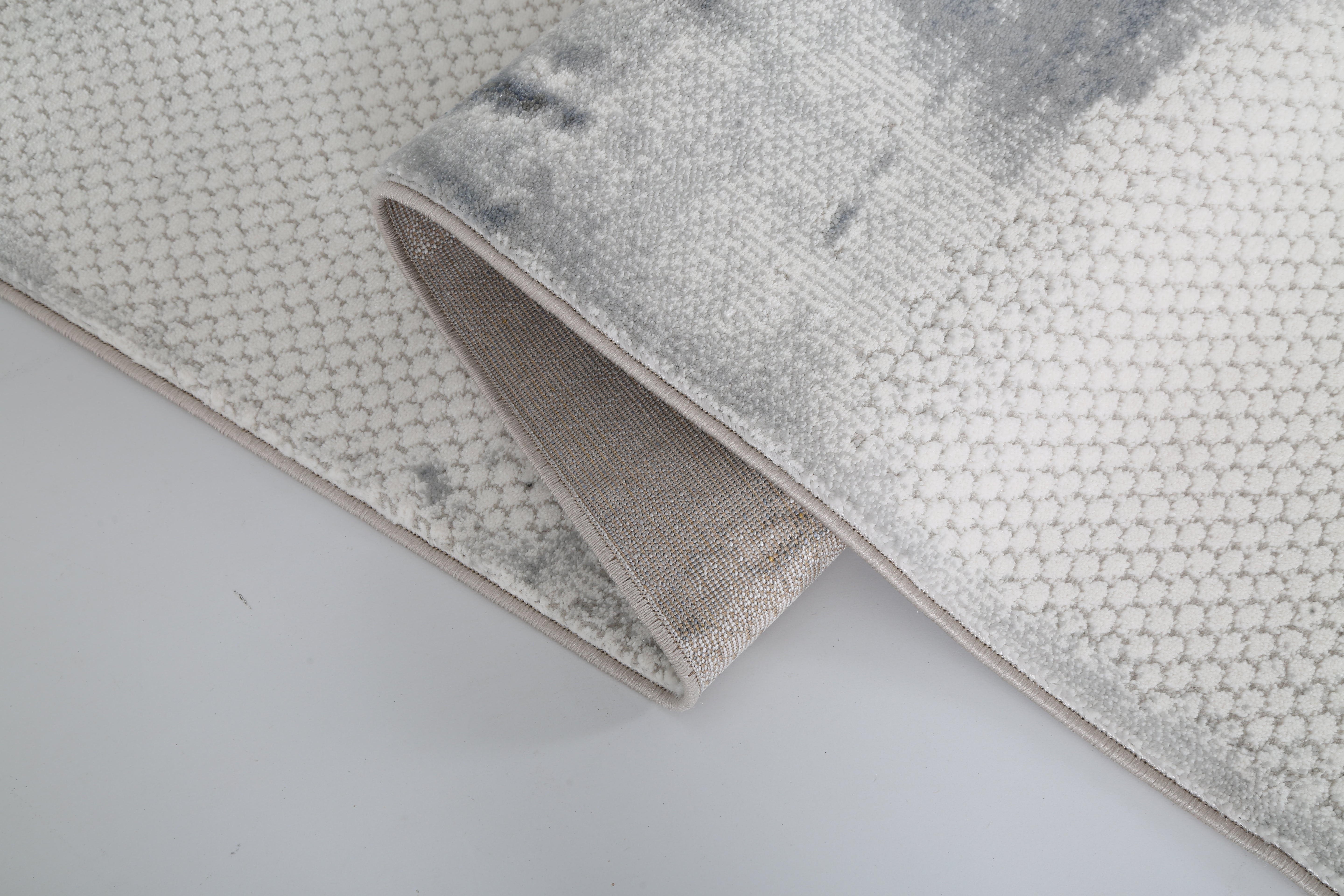 Glara CloudStone Abstract Rug – Soft Grey & Ivory 12mm Plush Texture ( Yanyu)